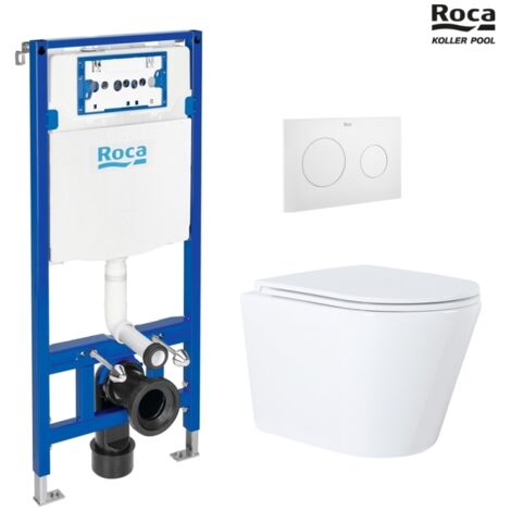 BASTIDOR ROCA DUPLO ONE PACK CISTERNA EMPOTRADA Y PULSADOR PL10 BLANCO M CON WC SUSP ORION BLANCO 51,5cm CON SISTEMA VORTEX KP