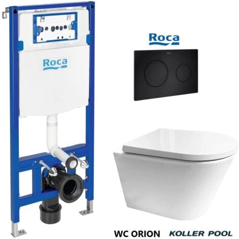 BASTIDOR ROCA DUPLO PACK CISTERNA EMPOTRADA Y PULSADOR PL10 DUAL NEGRO CON WC SUS Rimless Orion Tapa Envolvente Bl Br de KP