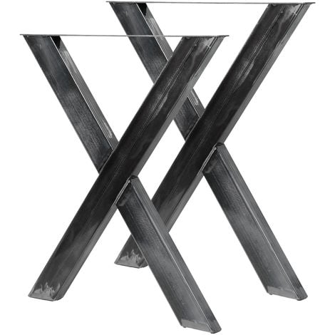 Conjunto de Patas de Mesa Negro 69 x 72 cm Set de 2X Patas de Mesa en.casa Patas para Mesa en Forma de X