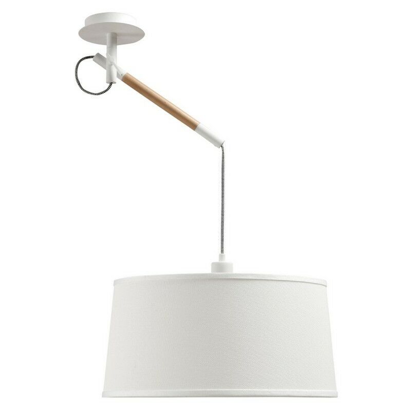 Image of Inspired Lighting - Inspired Mantra - Nordica - Sospensione a soffitto multiposizione con paralume bianco 1 luce E27, bianco opaco, faggio con
