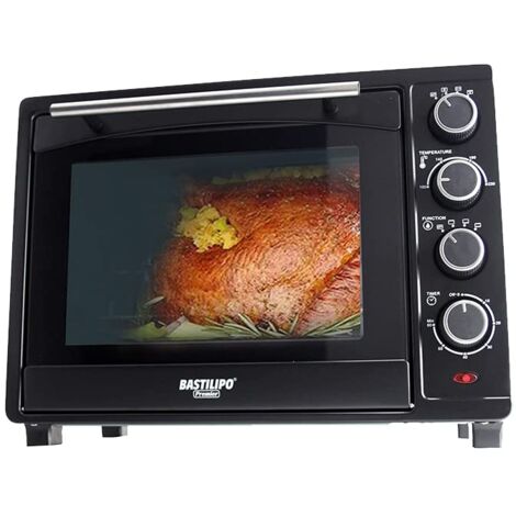 Bastilipo - Forno da tavolo ventilato e girarrosto da 35 litri, 1600W, modello Siena Black