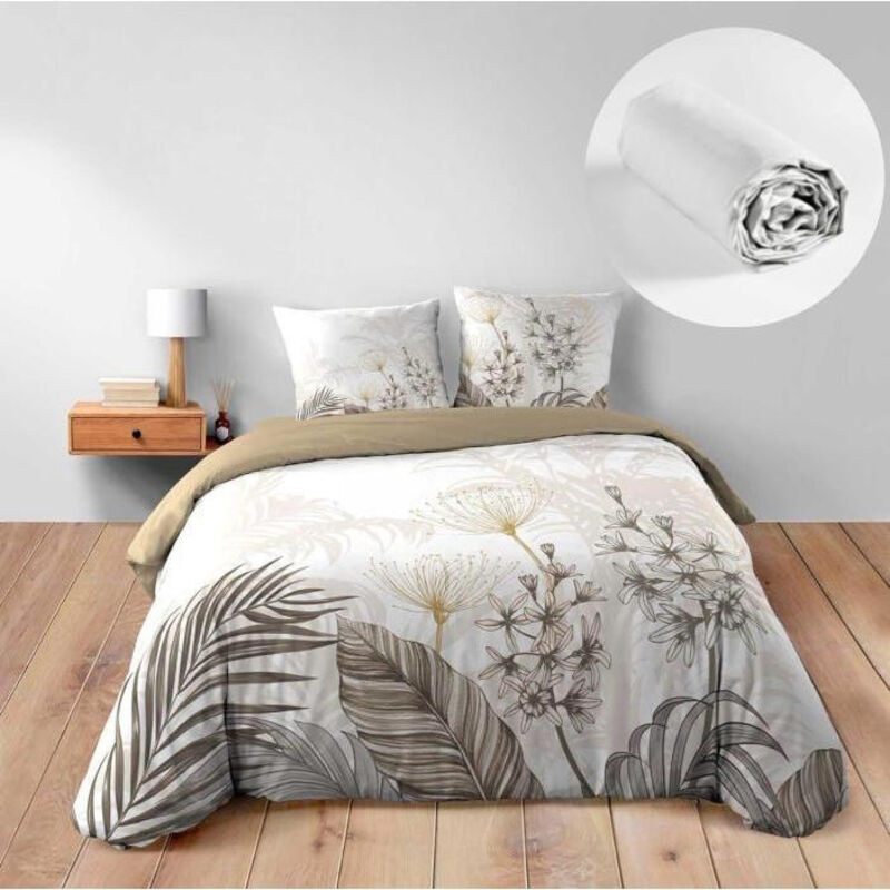 Douceur D'intérieur - Bastille - Housse de couette 260 x 240 cm + Drap housse blanc 160x200 cm -