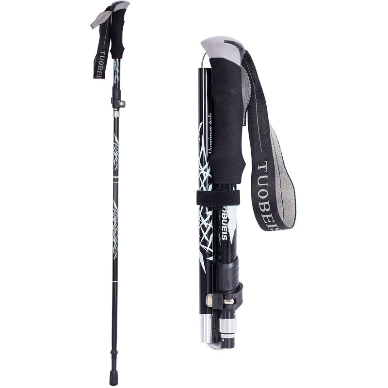 

Baston de trekking, baston de senderismo plegable, altura ajustable,Blackshort