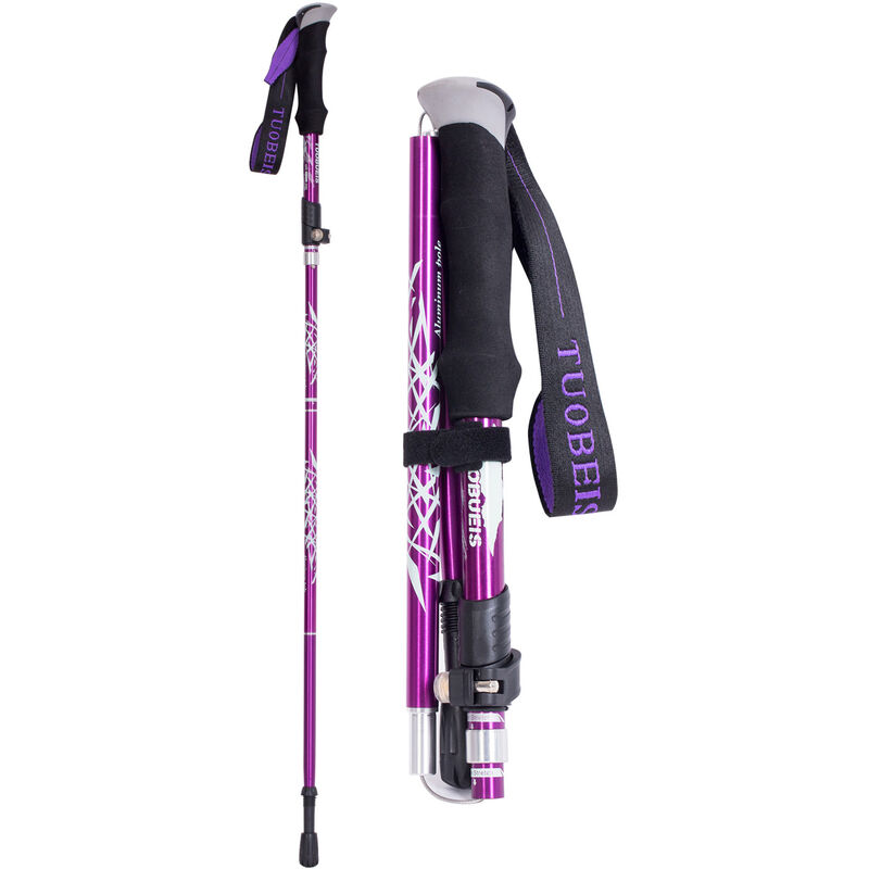 

Baston de trekking, baston de senderismo plegable, altura ajustable,Purplelong