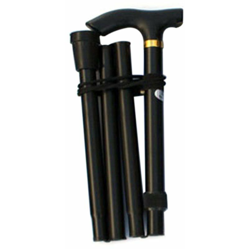 

Baston plegable de aleacion de aluminio, bastones de trekking plegables telescopicos de cuatro secciones, baston antideslizante,negro
