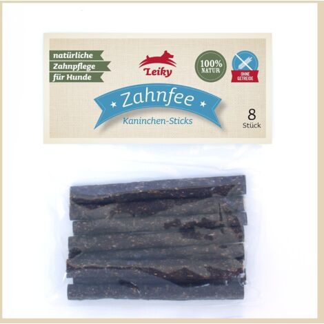Bastoncini di carne di coniglio 8 pezzi  prelibatezza dentale  pulisce i denti e rinforza le gengive  Leiky Zahnfee