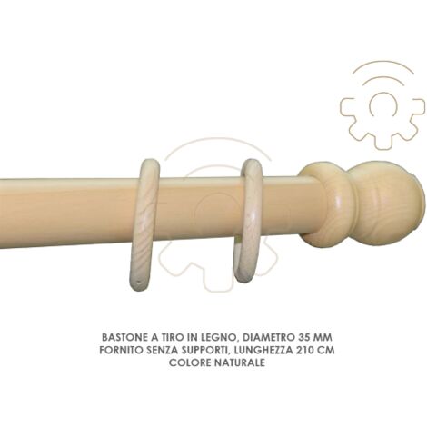 BASTONE A TIRO D. MM. 35 NATURALE CM.210
