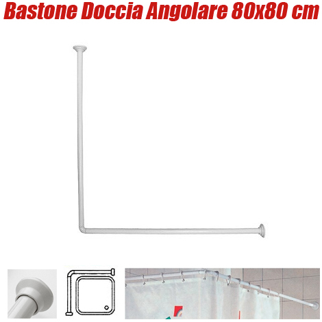 Asta Angolare Per Tenda Doccia.Bastone Asta Tubo Per Tenda Doccia E Vasca 80x80 Cm Colore Bianco