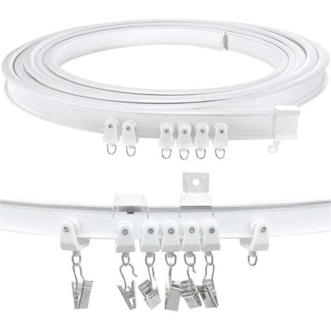 Bastone per tende, binario flessibile per soffitto per finestre a bovindo, circa 5 m, supporto da parete in plastica flessibile, curvo e robusto per divisori di ambienti