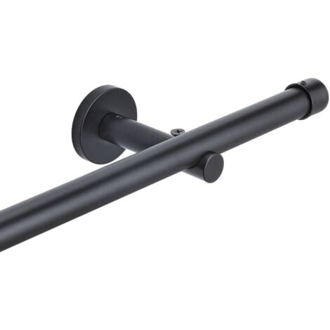 CTLITE Bastone per tende singola diametro 20mm,100-400cm opzionale, con Materiale di Montaggio, Metallo, Nero Opaco - 140cm