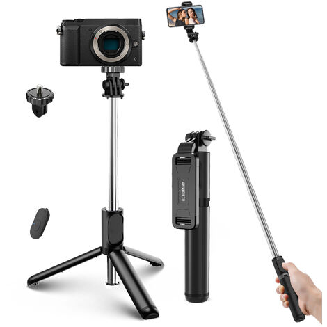Bastone Selfie Wireless, 4 en 1 Asta Selfie Stick bluetooth 100cm avec Treppede et Telecomando Wireless