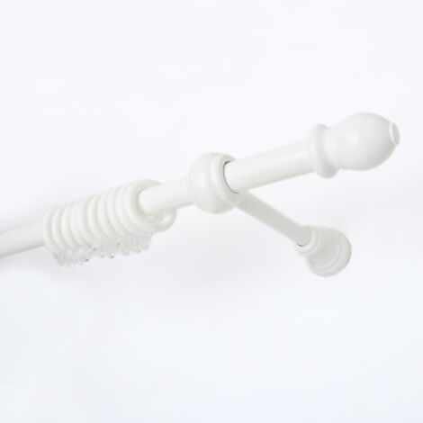 Bastone Per Tende In Legno - Con Anelli, Regolabile Da 100 A 200 Cm, Colore Bianco - Foto 2