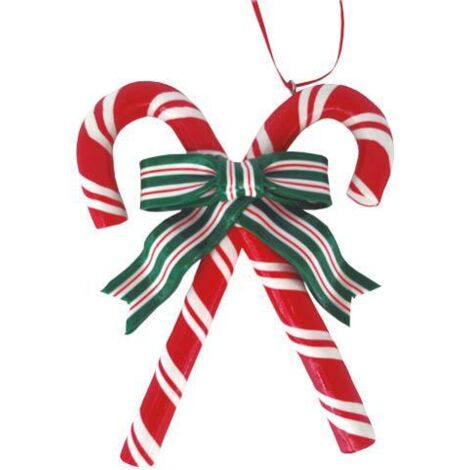 Bastones de caramelo de Navidad colgante para decoración de árbol 110x135mm fabricado en arcilla color rojo blanco y verde