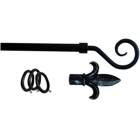 Bastoni per Tende Ferro Kit Antracite P.Ricciolo 120-210 cm