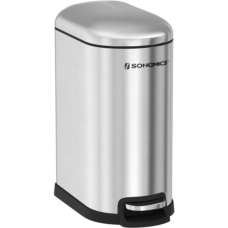 Basurero Delgado, Cubo de Basura con Pedal de 10L, Acero, Cubo Interior