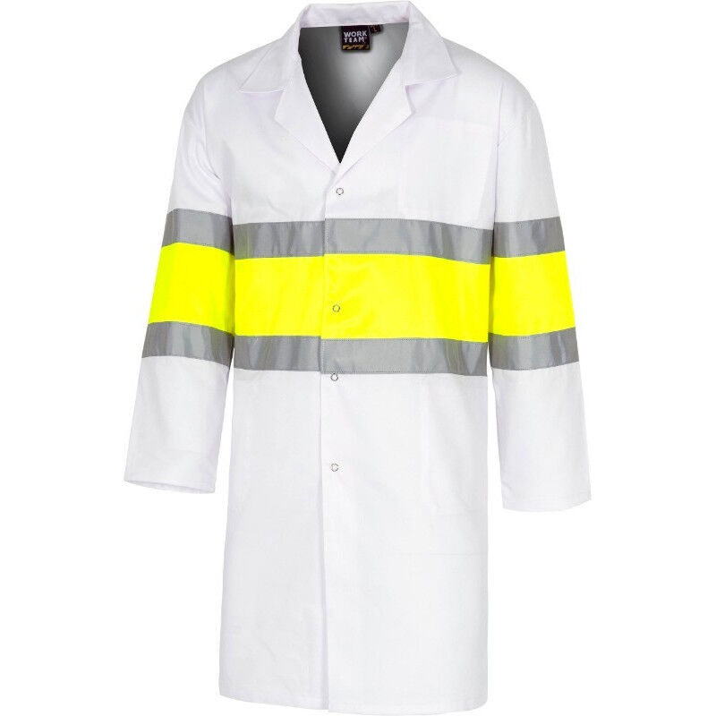 

Bata de servicios combinada con alta visibilidad C7102 | XL - Blanco+Amarillo A.V. - Workteam