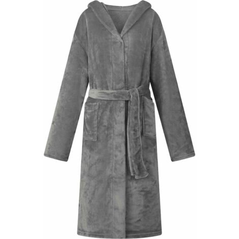 Bata con Capucha Gris oscuro m Franela