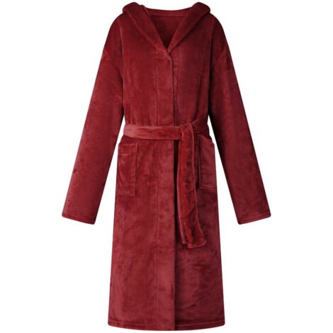 Bata con Capucha Rojo Burdeos xxl Franela