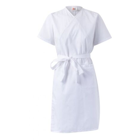 Bata cruzada de mujer manga corta para industria alimentaria VELILLA Serie 259002 S Blanco