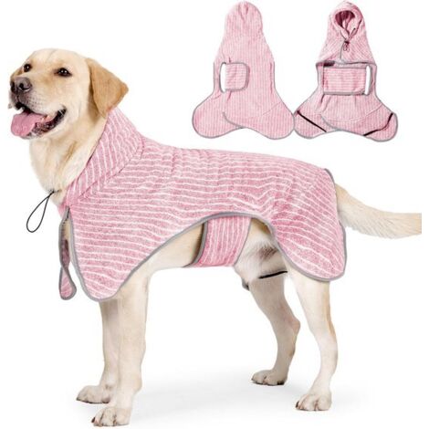 Bata de baño de secado rápido para mascotas - toalla de baño ultra absorbente - diseño de rayas con capucha - toalla de baño suave y ajustable para mascotas - ideal para baños de cachorros, la playa y