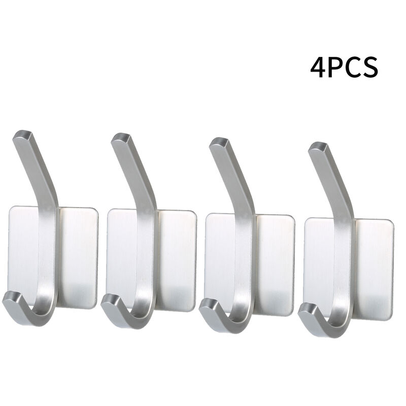 

Bata de toalla pared Percha ganchos de acero inoxidable estante de sombrero de la ropa Hook 4PCS bano gancho de adhesivo fuerte, Plata