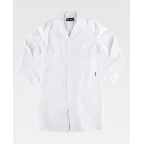 Bata entallada de mujer con cuello solapa y botones a tono WORKTEAM B6100 54/56 Blanco