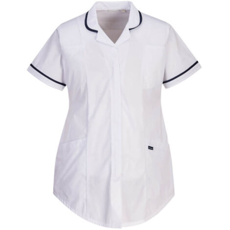 Bata laboral premamá elástico Abertura frontal por cremallera, mujer LW18 XXXL Blanco