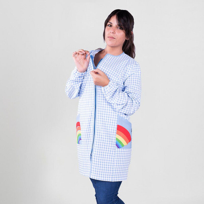 

Bata de mujer manga larga con cierre de cremallera GARY'S en bambula antibacteriano | Celeste - XS