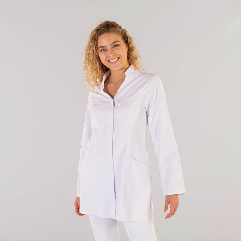 

Bata para mujer con cuello tirilla y escote en pico GARY'S Priscila | Blanco - S