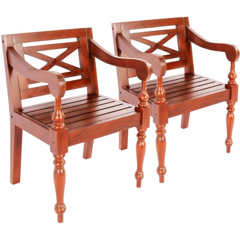 Vidaxl - Batavia Chairs 2 pcs Dark Brown Solid Mahogany Wood