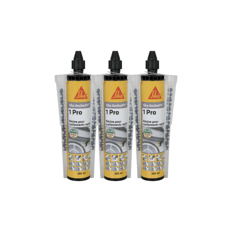 Sika - Batch of 3 quick chemical sealing resins Anchorfix-1 Evolution - Grey - 300ml