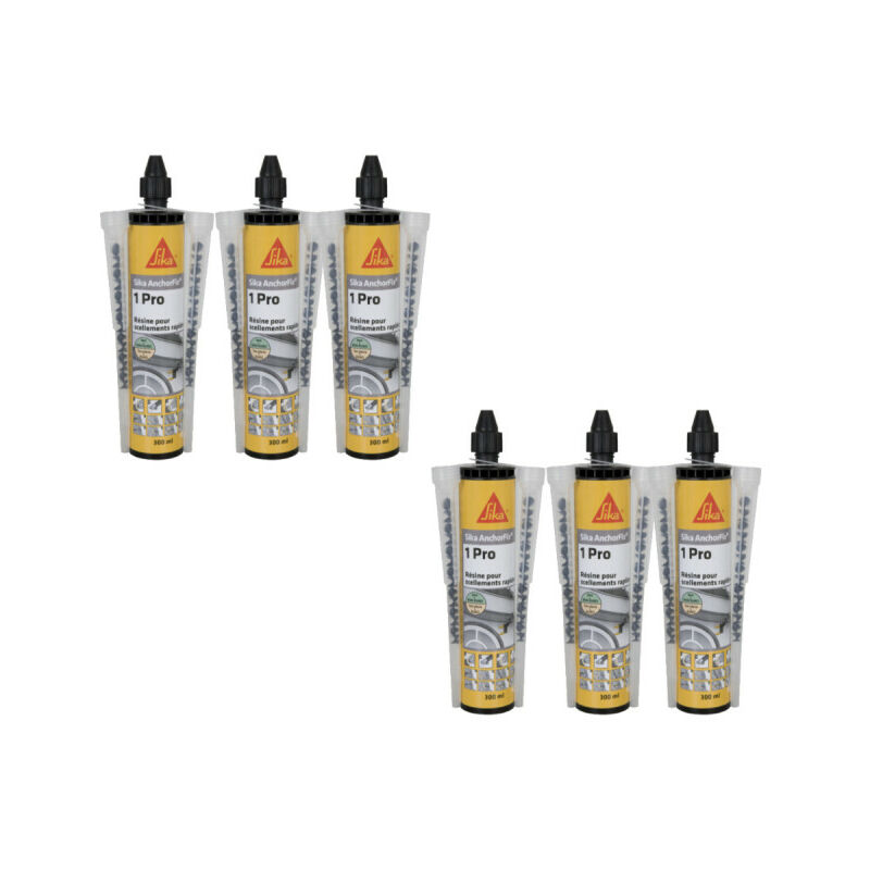 Batch of 6 quick chemical sealing resins SIKA Anchorfix-1 Evolution - Grey - 300ml