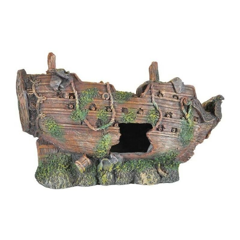 Bateau décoration pour aquarium : 26 cm de long. Pour eau douce, de mer ou eau froidev