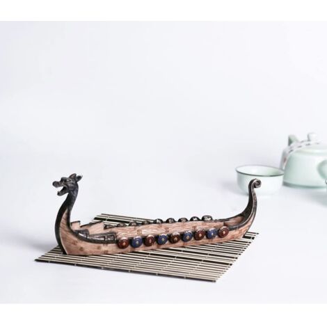 Bateau Dragon Fait Main Traditionnel pour Bâton D'encens Porte-brûleur en Résine Plateau Plaque Rétro Style Viking Ornements de Navire