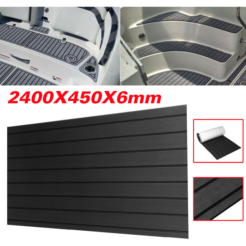 Tiga - Bateau marin léger 2400 x 450 x 6mm de feuille de platelage de teck de plancher de mousse d'EVA noire