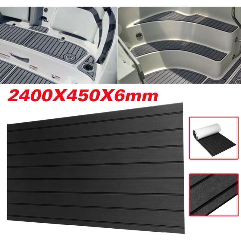 Insma - Bateau marin léger 2400 x 450 x 6mm de feuille de platelage de teck de plancher de mousse d'EVA noire