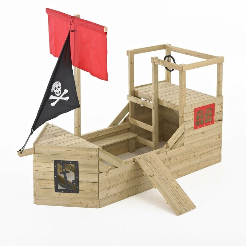 Bateau pirate galleon Tp Toys 171 x 272 x 206 cm - marron - noir - rouge