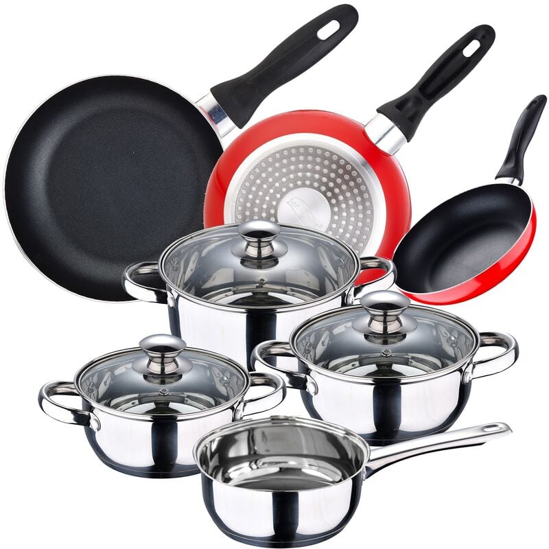 

Batería de cocina 7 piezas en acero inoxidable + Juego de 3 sartenes 16/20/24 cm - San Ignacio