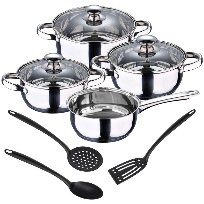 

Batería de cocina 7 piezas en acero inoxidable + Set 3pcs Utensilios de cocina en nylon - San Ignacio