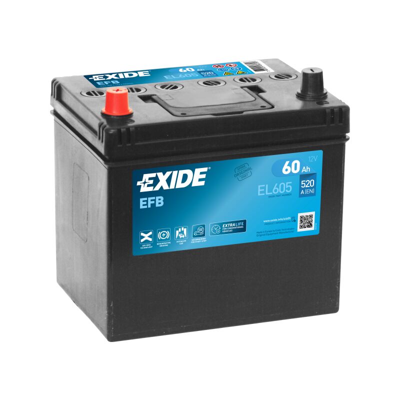 Batterie Exide Efb D23 12v 60ah 520a 230x173x222 +g El605