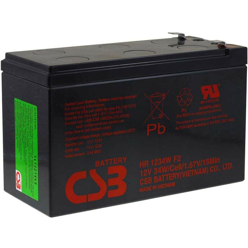 

Batería Plomo HR1234W 12V 9Ah (34W) Alta descarga - CSB