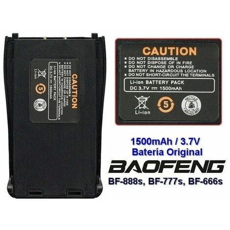 Bateria 3,7 v 1500 mah compatible con Baofeng BF-888S/777s/666s