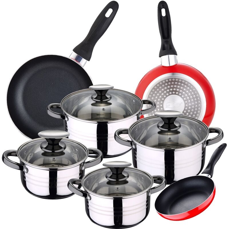 

San Ignacio - Bateria 8pc acero inoxidable apta para inducción + 3 sartenes 16/20/24 cm