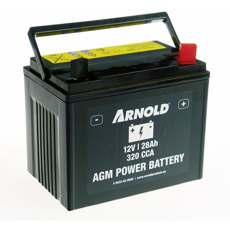 Batería AZ108/AGM U1R-320 SLA para tractor cortacésped, + borne derecho Arnold