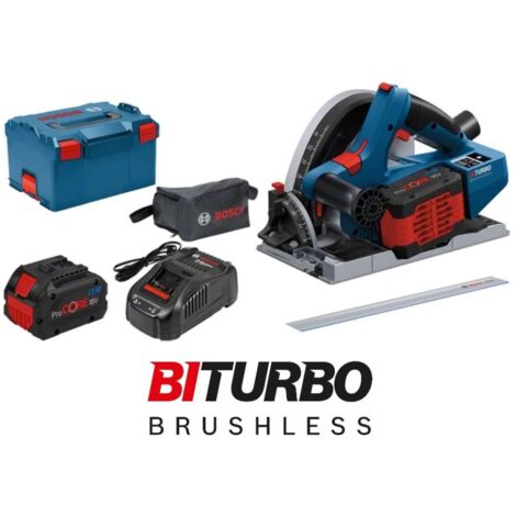 BOSCH de bits de batería de 18V Biturbo GKT 18V-52 GC Batería 2x5.5ah + Guía Rail FSN1400