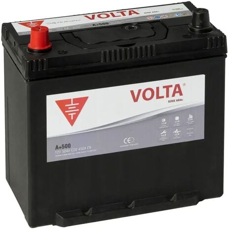 VOLTA BATERÍAS Batería de Coche 50Ah 450A EN Asia Plus +Izq Volta A+500I