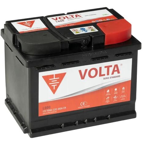 VOLTA BATERÍAS Batería de Coche 60Ah 500A EN Standard Volta L600D