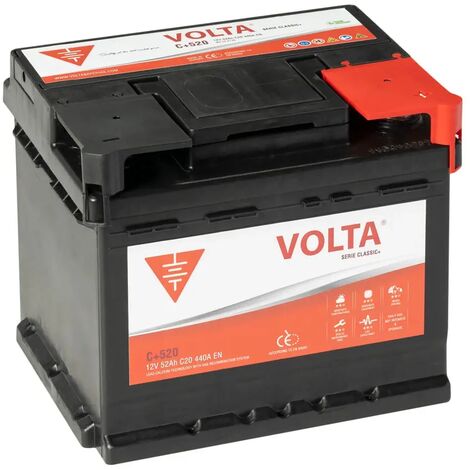 Batería de coche Volta CLASSIC PLUS 12V 52AH 440A 207x175x750mm +Dcha.
