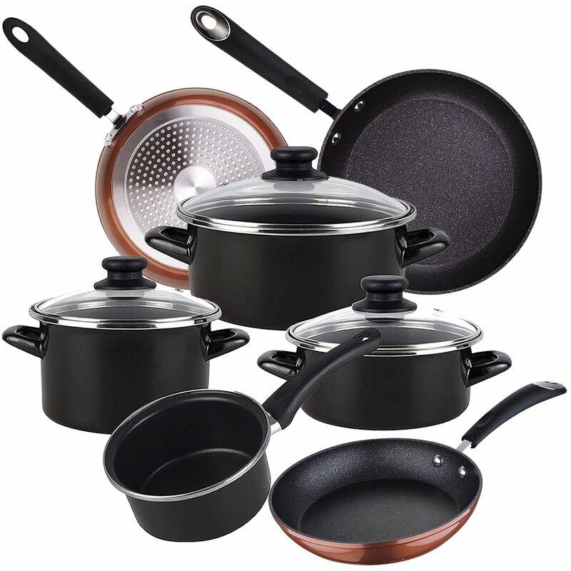 

Bateria de cocina 7 piezas MAGEFESA Kenia de acero esmaltado con juego de sartenes (20/24/28 cm) SAN IGNACIO Moma en aluminio forjado