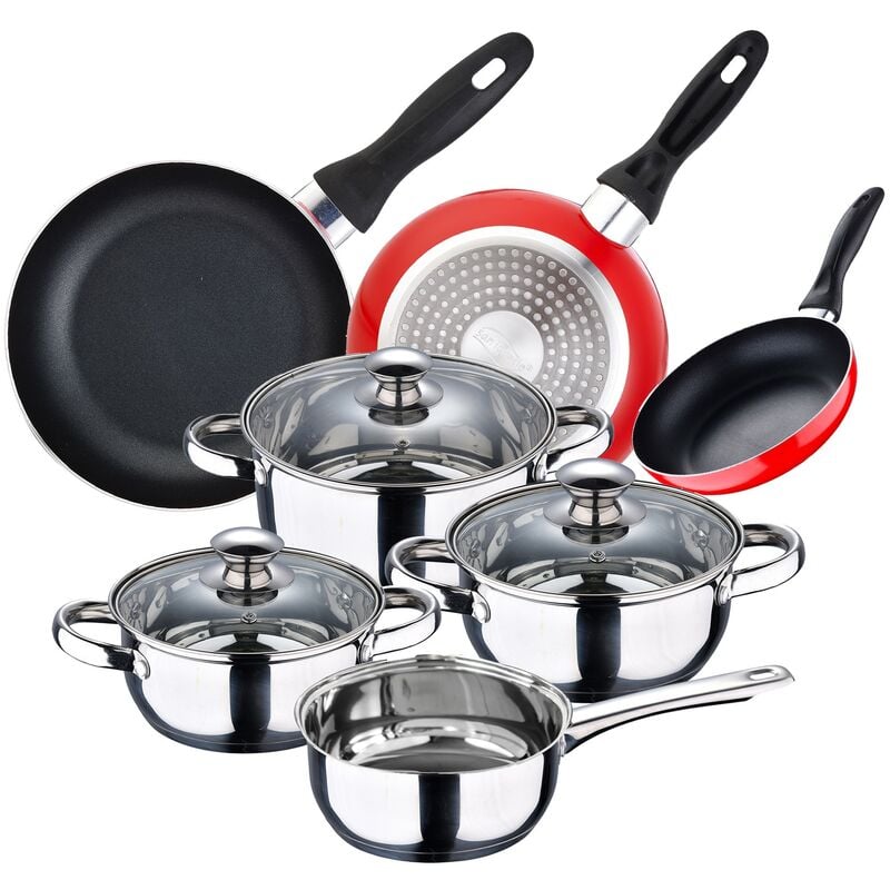 

Batería de cocina 7 piezas SAN IGNACIO en acero inoxidable + Juego de 3 sartenes 16/20/24 cm SAN IGNACIO